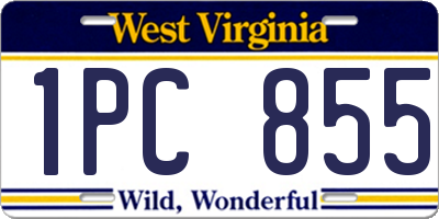 WV license plate 1PC855