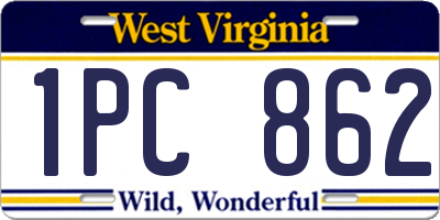 WV license plate 1PC862