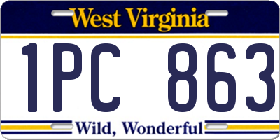 WV license plate 1PC863