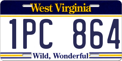 WV license plate 1PC864