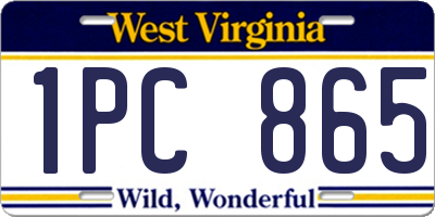 WV license plate 1PC865