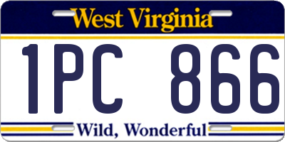 WV license plate 1PC866