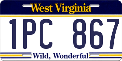 WV license plate 1PC867