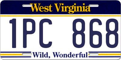 WV license plate 1PC868