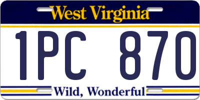 WV license plate 1PC870