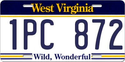 WV license plate 1PC872