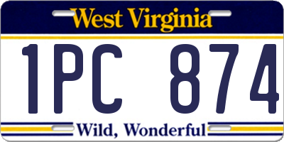 WV license plate 1PC874