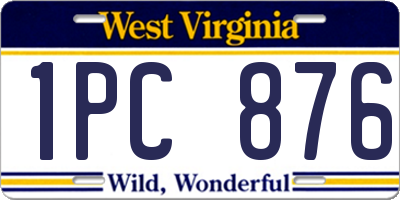 WV license plate 1PC876
