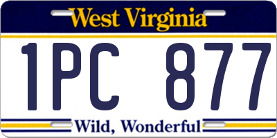 WV license plate 1PC877