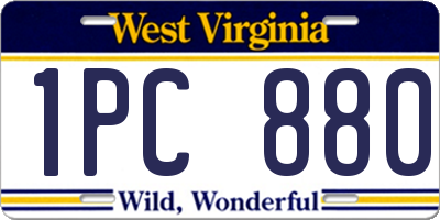 WV license plate 1PC880