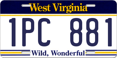 WV license plate 1PC881