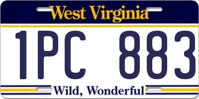 WV license plate 1PC883