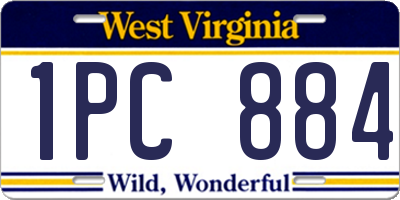 WV license plate 1PC884