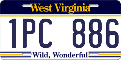 WV license plate 1PC886