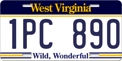 WV license plate 1PC890
