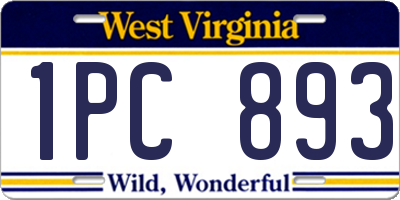 WV license plate 1PC893