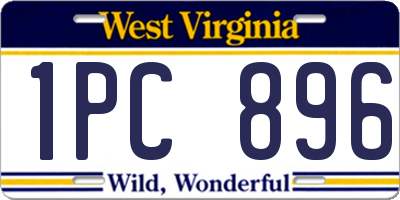 WV license plate 1PC896