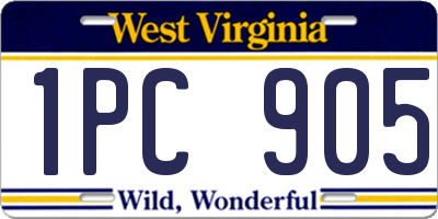 WV license plate 1PC905