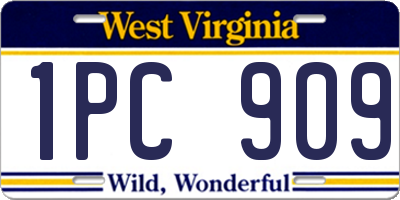 WV license plate 1PC909