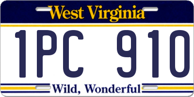 WV license plate 1PC910