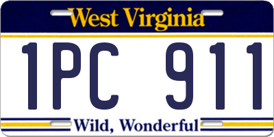 WV license plate 1PC911