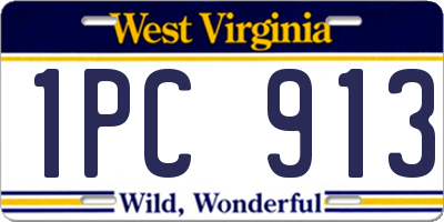 WV license plate 1PC913