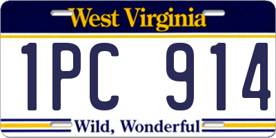 WV license plate 1PC914