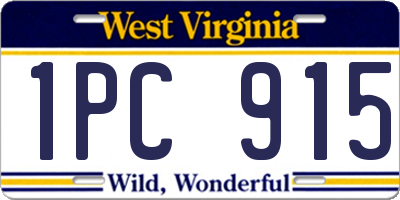 WV license plate 1PC915