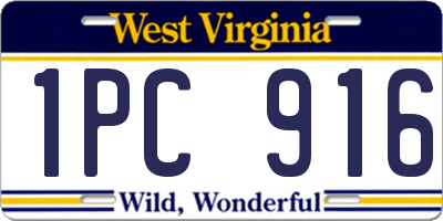 WV license plate 1PC916