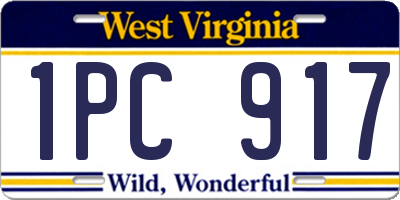 WV license plate 1PC917