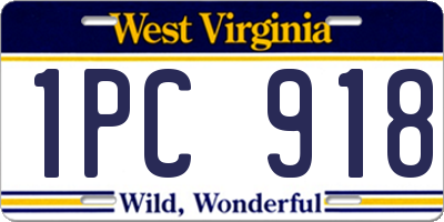 WV license plate 1PC918