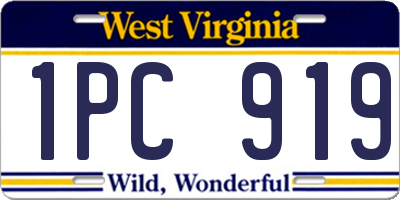 WV license plate 1PC919