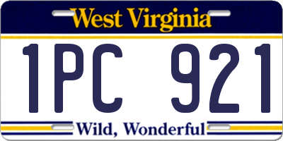 WV license plate 1PC921