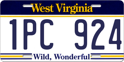 WV license plate 1PC924