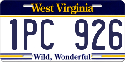 WV license plate 1PC926