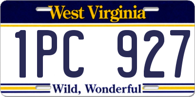 WV license plate 1PC927