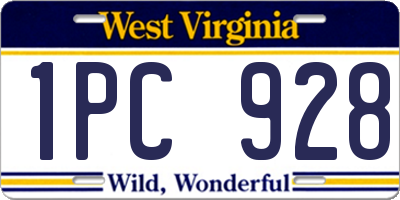 WV license plate 1PC928