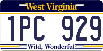 WV license plate 1PC929
