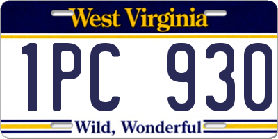WV license plate 1PC930
