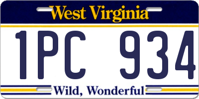 WV license plate 1PC934