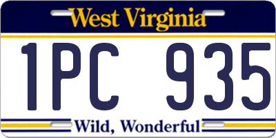 WV license plate 1PC935