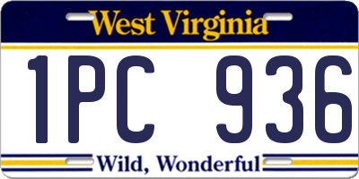 WV license plate 1PC936