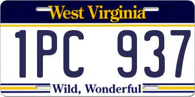 WV license plate 1PC937