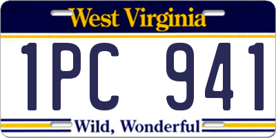 WV license plate 1PC941