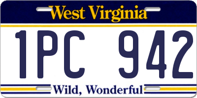 WV license plate 1PC942