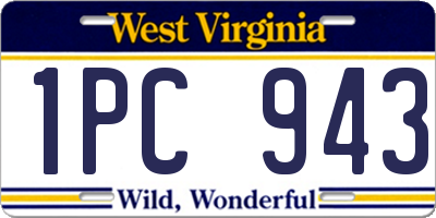 WV license plate 1PC943