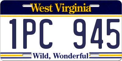 WV license plate 1PC945