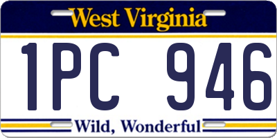 WV license plate 1PC946