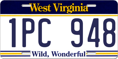 WV license plate 1PC948