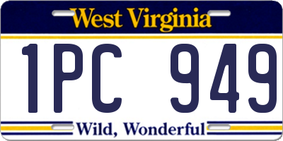 WV license plate 1PC949